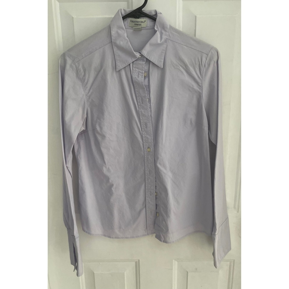 Chestnut Hill Lavender Cotton Stretch Button Down‎ Shirt Small Long Sleeve